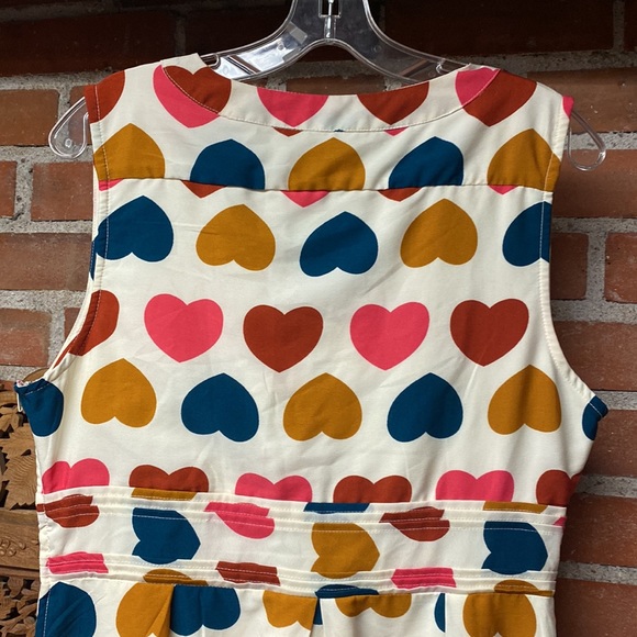 ModCloth surely sweet heart print vneck sleeveless dress side zipper cottonpoly. - Picture 10 of 13